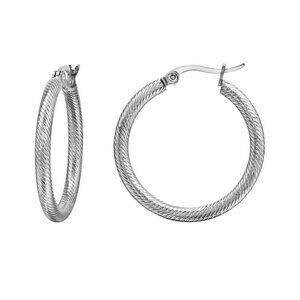 Stainless Steel Chunky Hoops with French Lock 30mm waterproof earrings